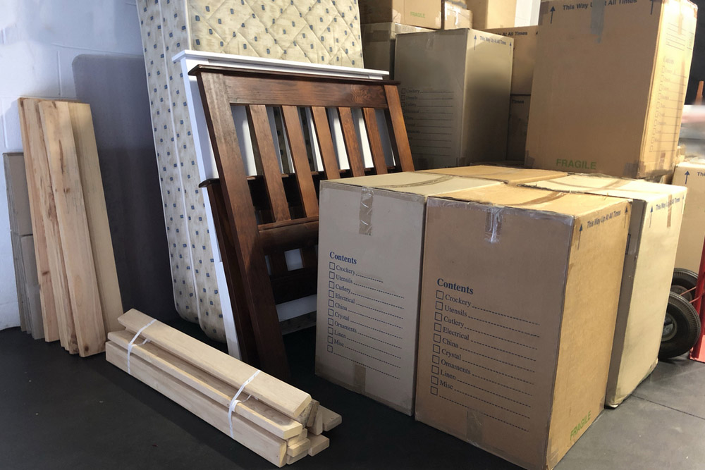 Boxes packed for moving house